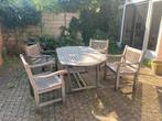 Tuinset hardhouten tafel en 4 stoelen, 4 zitplaatsen, Gebruikt, Hardhout, Ophalen of Verzenden