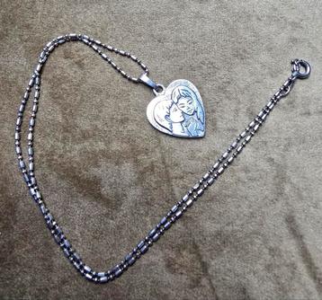 Zilveren harthanger verliefd-verkering-maatjes met ketting beschikbaar voor biedingen