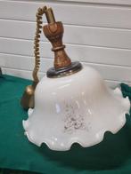 Hanglamp met glazen kap en bloemen prent, Huis en Inrichting, Lampen | Hanglampen, Ophalen of Verzenden