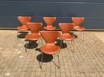 Fritz Hansen series 7 Vlinderstoelen in Cognac leder NIEUW!!, Huis en Inrichting, Ophalen of Verzenden, Zo goed als nieuw, Bruin