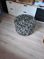 Woood, groene met goud bloemprint poef, Ophalen, Gebruikt, Rond