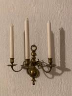 Antieke 3-armige koperen kandelaar, Antiek en Kunst, Ophalen of Verzenden, Koper of Brons