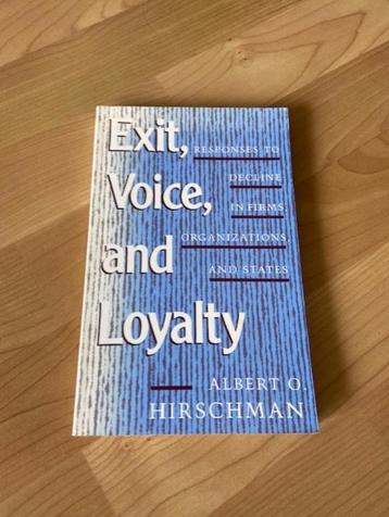 Exit Voice & Loyalty - Alberto O Hirschman beschikbaar voor biedingen