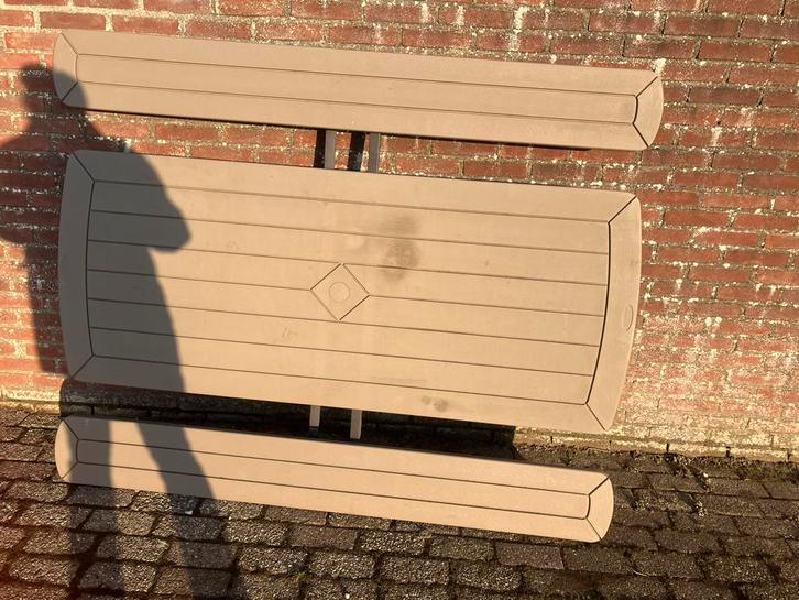 Inklapbare Picknicktafel, Tuin en Terras, Picknicktafels, Gebruikt, Rechthoekig, Staal, Inklapbaar, Ophalen