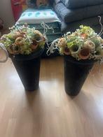 Vazen met kunststof boeketten, Tuin en Terras, Ophalen, Kunststof, Gebruikt, Minder dan 60 cm