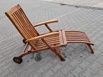 Kingsteak deckchair teakhout, verrijdbaar en inklapbaar, Ophalen, Gebruikt, Teakhout, Verstelbaar