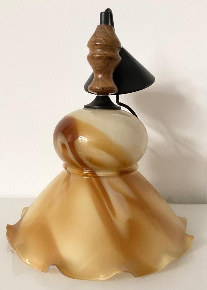 Vintage retro Herda Holland lamp glas gevlamd jaren 70, Huis en Inrichting, Lampen | Hanglampen, Gebruikt, Glas, Ophalen of Verzenden
