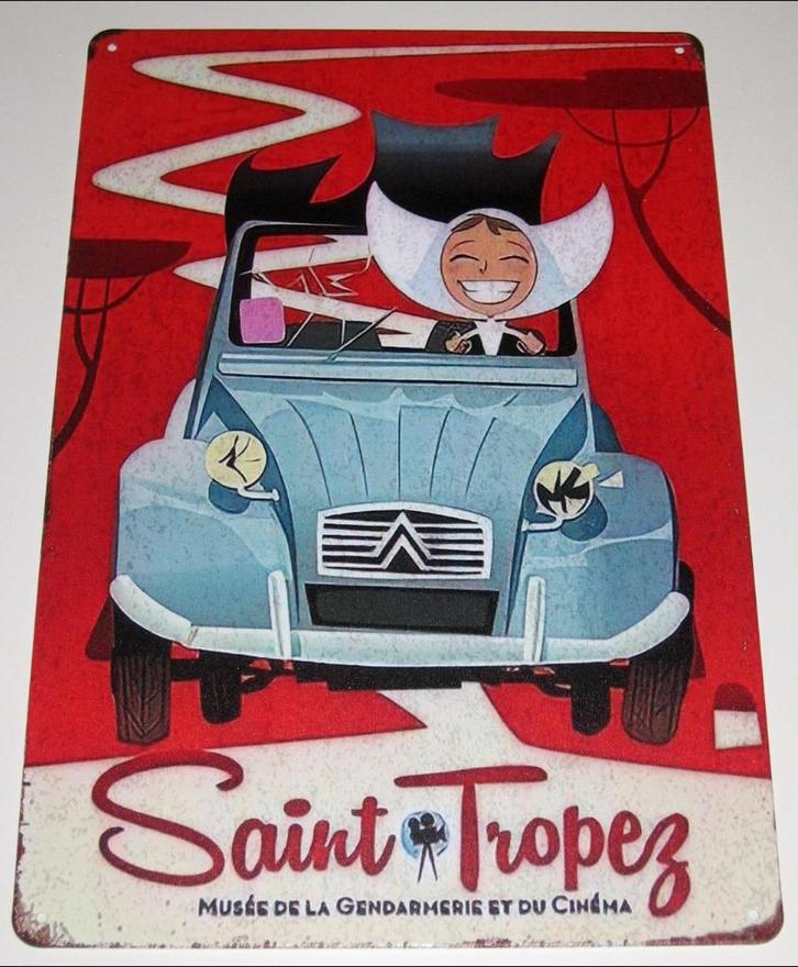 Citroën 2CV : Metalen Bord 2CV - Saint Tropez, Verzamelen, Automerken, Motoren en Formule 1, Nieuw, Auto's, Verzenden