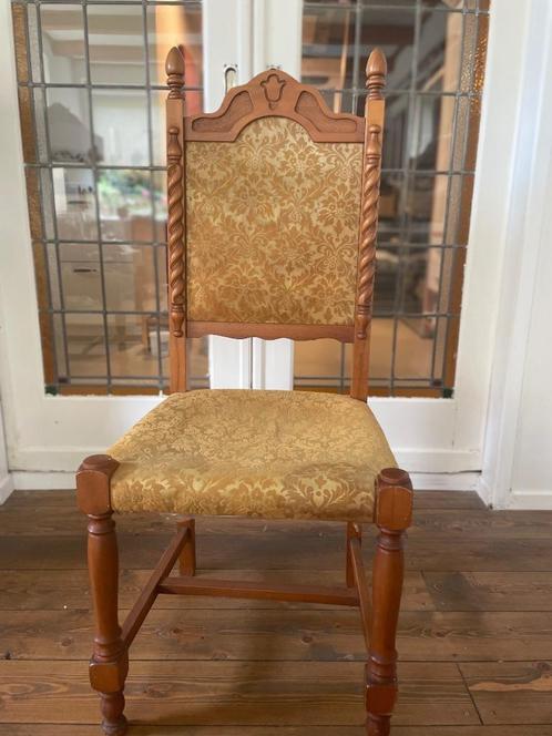 Set van 6 authentieke vintage Italiaanse eetkamerstoelen, Huis en Inrichting, Stoelen, Gebruikt, Vijf, Zes of meer stoelen, Hout