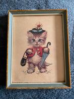 Oude prent van een kitten / kat.  1956. Donald Art Co NY., Gebruikt, Ophalen of Verzenden, 1940 tot 1960, Dier