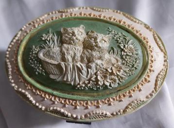 Limoges muziekdoos - Katten - Porselein - Koper - 1960 beschikbaar voor biedingen