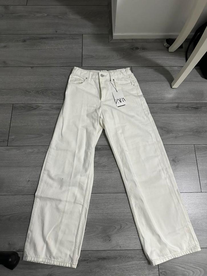 Gloed nieuwe witte zara wide leg jeans, Kleding | Heren, Broeken en Pantalons, Nieuw, Maat 46 (S) of kleiner, Wit, Ophalen of Verzenden