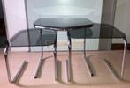 Rookglas bijzettafel nesttafel; smoked glass coffee table, Minder dan 55 cm, Rond, Hout, Ophalen