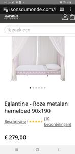 Roze metalen hemelbed (Eglantine), Ophalen, Gebruikt, 90 cm, 200 cm