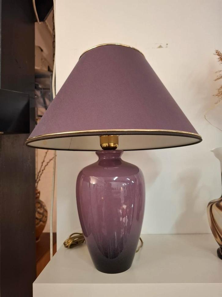 Vintage tafellamp keramiek design lamp paars, Huis en Inrichting, Lampen | Tafellampen, Zo goed als nieuw, Minder dan 50 cm, Metaal