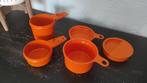 Vintage maatschepjes Tupperware oranje 5x, Oranje, Overige typen, Gebruikt, Ophalen of Verzenden