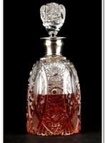 Grote kristallen karaf met zilveren beslag., Antiek en Kunst, Antiek | Glas en Kristal, Ophalen of Verzenden