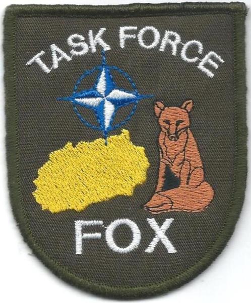 Mouwembleem Ned. Krijgsmacht  NATO Task Force Fox  (Velcro ), Verzamelen, Militaria | Algemeen, Landmacht, Embleem of Badge, Nederland