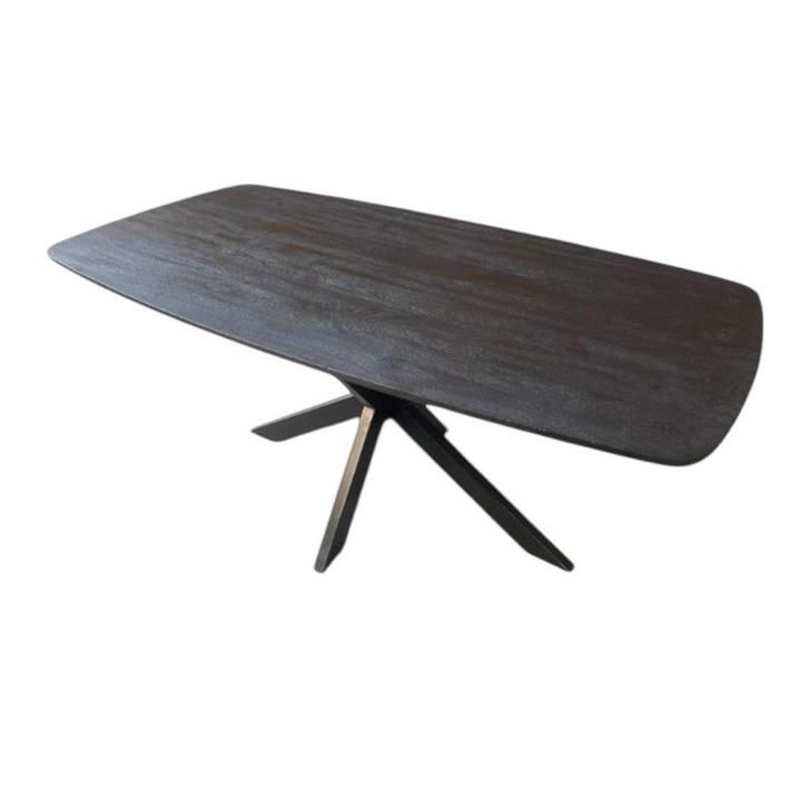 Eettafel Deens ovaal zwart mangohout uit voorraad, Huis en Inrichting, Tafels | Eettafels, Nieuw, 200 cm of meer, Vijf personen of meer