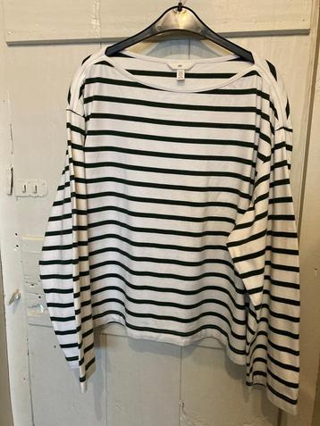 H&M streep sweatshirt ecru/d.groen XXL beschikbaar voor biedingen