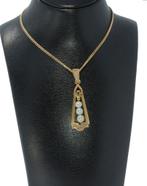 Fraaie diamanten 18k gouden parel ketting hanger luxe, Met edelsteen, Ophalen of Verzenden, Zo goed als nieuw, Info@voordeelsieraden.nl
