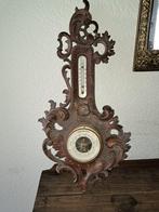 Antieke barometer met thermometer bijzonder houtsnijwerk, Antiek en Kunst, Ophalen