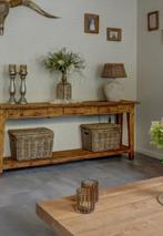 Te koop lange sidetable hout met 3 lades, Huis en Inrichting, Tafels | Sidetables, Ophalen of Verzenden, Zo goed als nieuw, 25 tot 50 cm