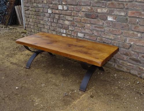 oude robuuste salontafel met eikenhouten tafelblad, Antiek en Kunst, Curiosa en Brocante, Ophalen