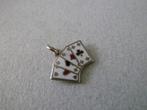Oude bedel zilver Speelkaarten  geëmailleerd, Verzenden, Zilver, Hanger