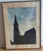 Zeer bijzondere aquarel met inkt delft gesign. P bukman., Antiek en Kunst, Kunst | Schilderijen | Klassiek, Ophalen