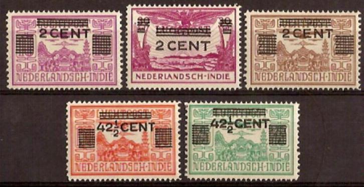 Ned-Indie NVPH nr 211/5 postfris Opruimingsuitgifte 1934, Postzegels en Munten, Postzegels | Nederlands-Indië en Nieuw-Guinea