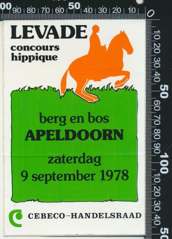 Sticker: Levade Concours Hippique 1978 - Cebeco Handelsraad, Verzamelen, Stickers, Zo goed als nieuw, Dier en Natuur, Ophalen of Verzenden