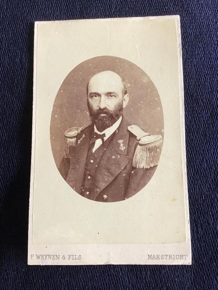 CDV, Marinier Officier, P. Weynen & Fils, Maastricht, + naam, Verzamelen, Militaria | Algemeen, Marine, Foto of Poster, Nederland