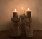 Oude houten klos kandelaar (set), Huis en Inrichting, Woonaccessoires | Kandelaars en Kaarsen, 25 tot 50 cm, Ophalen of Verzenden