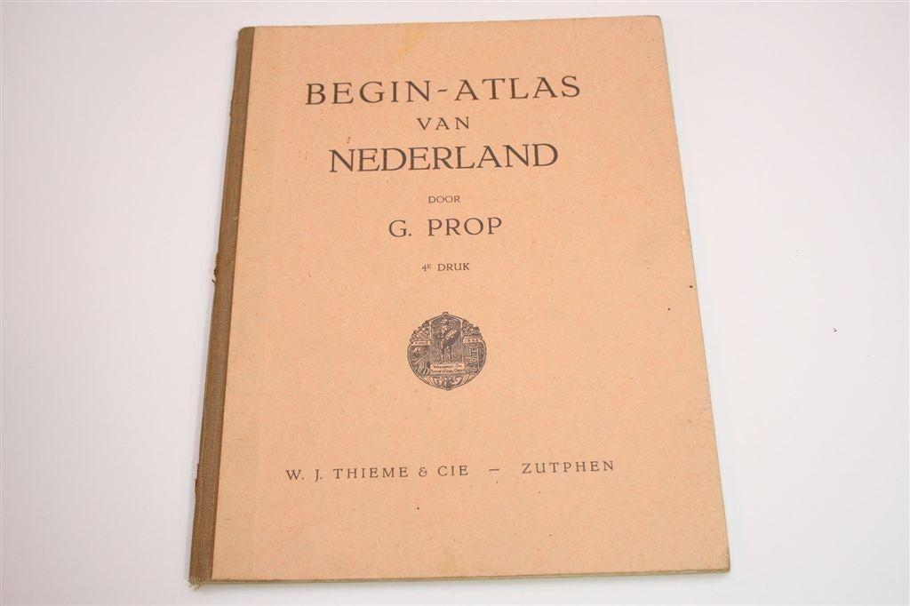 Antieke Schoolatlas Prop [1928] — Met 12 Historische Kaarten, Gelezen, Ophalen of Verzenden, Landkaart, 1800 tot 2000