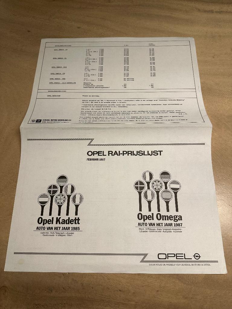 Folder Opel prijslijst Manta Gsi Kadett Gsi GT corsa GT, Ophalen of Verzenden, Zo goed als nieuw, Opel