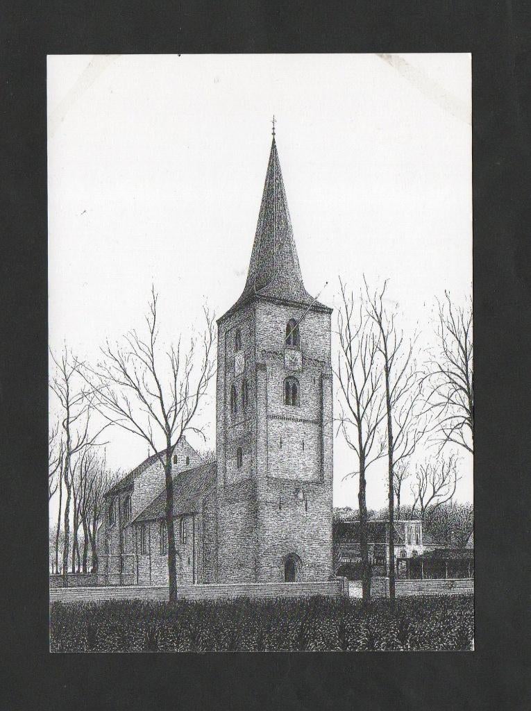 Zuidlaren Hervormde Kerk Pentekening door Hommo Folkerts., Ophalen of Verzenden, 1980 tot heden, Ongelopen, Drenthe