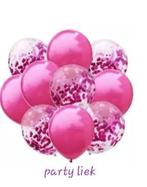 10 x roze / confetti ballonnen set nr C396, Ophalen of Verzenden, Nieuw, Versiering, Verjaardag