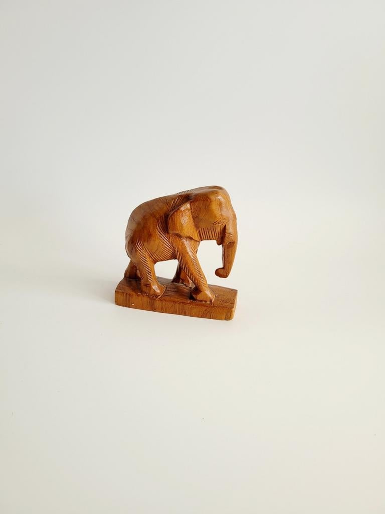 Izgs set van 2 beelden olifant 1 hout 1 aardewerk vintage, Ophalen of Verzenden, Zo goed als nieuw, Dier