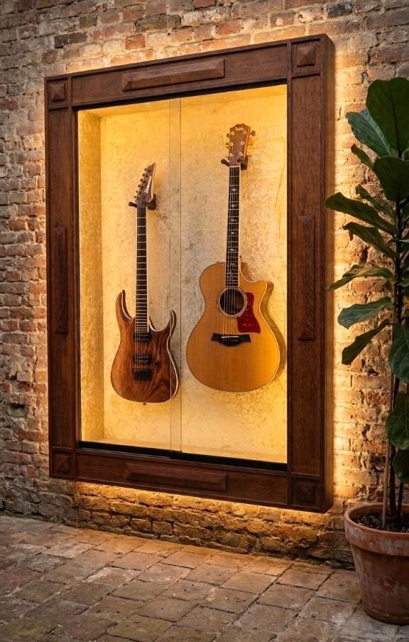 Antieke Art Deco vitrinekast voor gitaren, Muziek en Instrumenten, Snaarinstrumenten | Overige, Overige typen, Ophalen