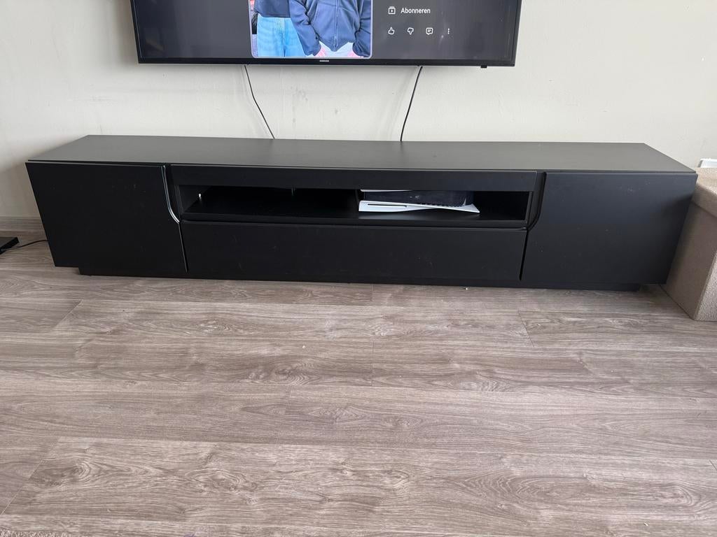Modern Mat Zwart TV Meubel met Opbergruimte, Huis en Inrichting, Kasten | Televisiemeubels, Overige materialen, 150 tot 200 cm