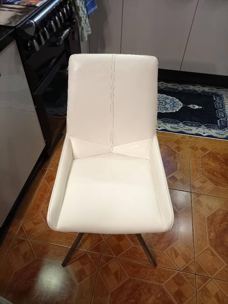 Henders & Hazel leren kuipstoel stoelen 4x, Ophalen, Wit, Zo goed als nieuw, Vier