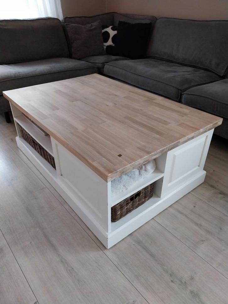 Landelijke salontafel Ans Woonshop massief hout 120x80x45cm, Huis en Inrichting, Tafels | Salontafels, Gebruikt, Minder dan 50 cm