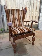 Antieke Vintage fauteuil met bruine bekleding, Ophalen, Gebruikt, Bruin, Eén