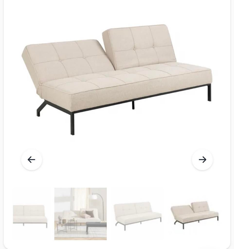 Nieuwe slaapbank van Fonq Sabine INCLUSIEF nieuwe topper, Ophalen, Nieuw, Tweepersoons, Beige