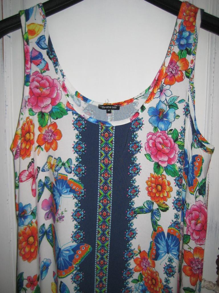 Caroline Biss lange zomerjurk 100% viscose 40, Maat 38/40 (M), Overige kleuren, Verzenden, Zo goed als nieuw