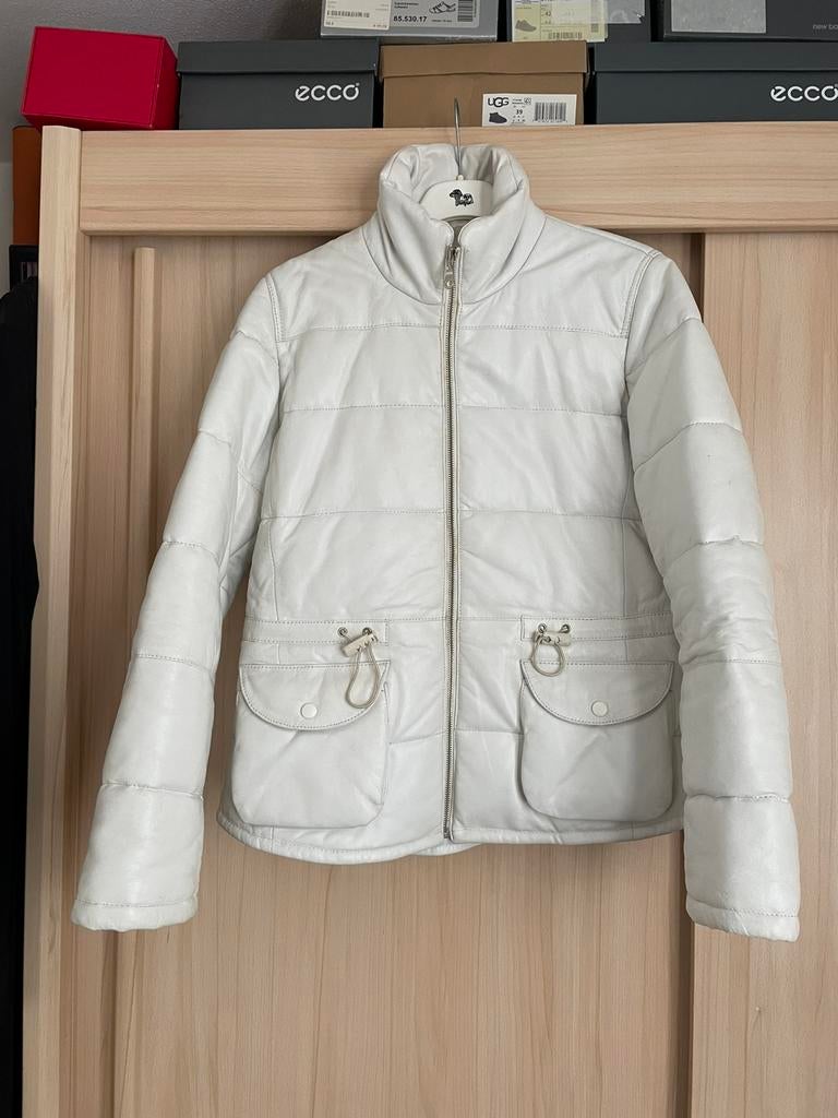 Leren winterjas sticks and stones winter jas leer 42 L, Ophalen of Verzenden, Gedragen, Maat 42/44 (L), Wit