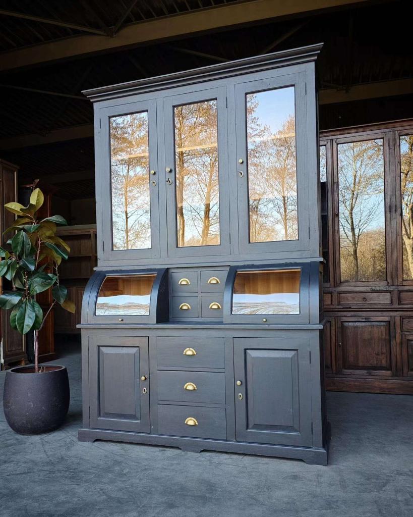 Stoere, Chique grutterskast | Apothekerskast off-black #2741, Niet ingevuld, Gebruikt, 200 cm of meer, 150 tot 200 cm