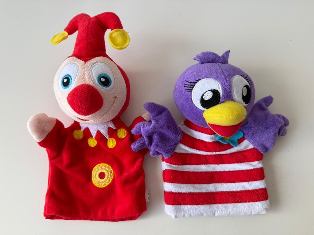 Knuffel handpop, poppenkastpop Jokie & Jet / Efteling, Overige typen, Ophalen of Verzenden, Zo goed als nieuw, Meerkleurig