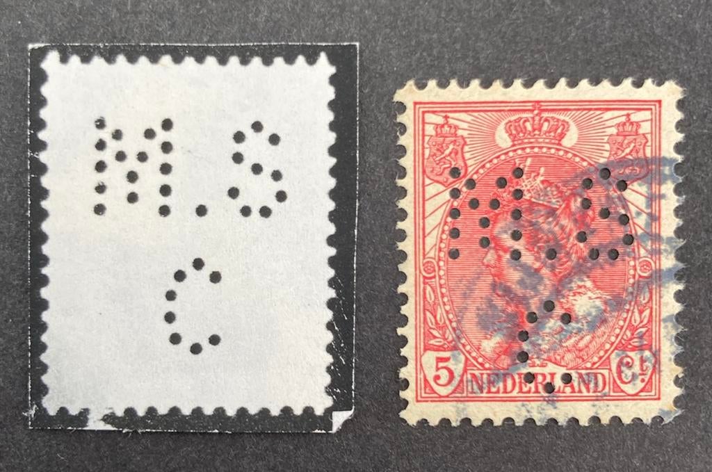 Perfin MSC in nvph 60, Postzegels en Munten, Postzegels | Nederland, Verzenden, Gestempeld